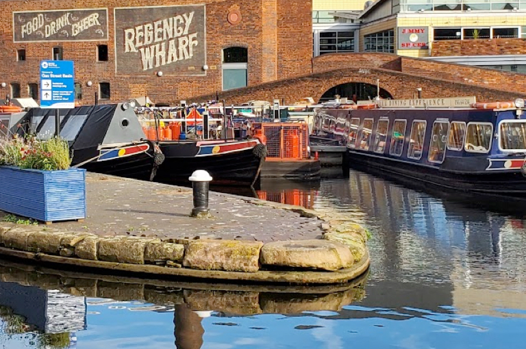 Colourful Barges on the Birmingham Canal Old Line