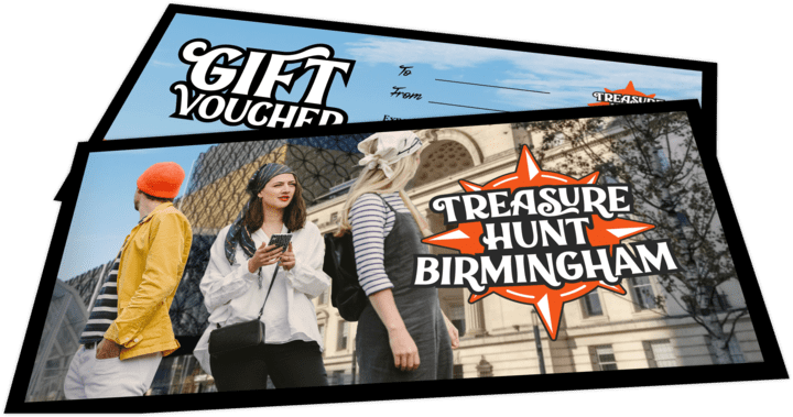 A photo of a physical gift voucher for Treasure Hunt Birmingham.